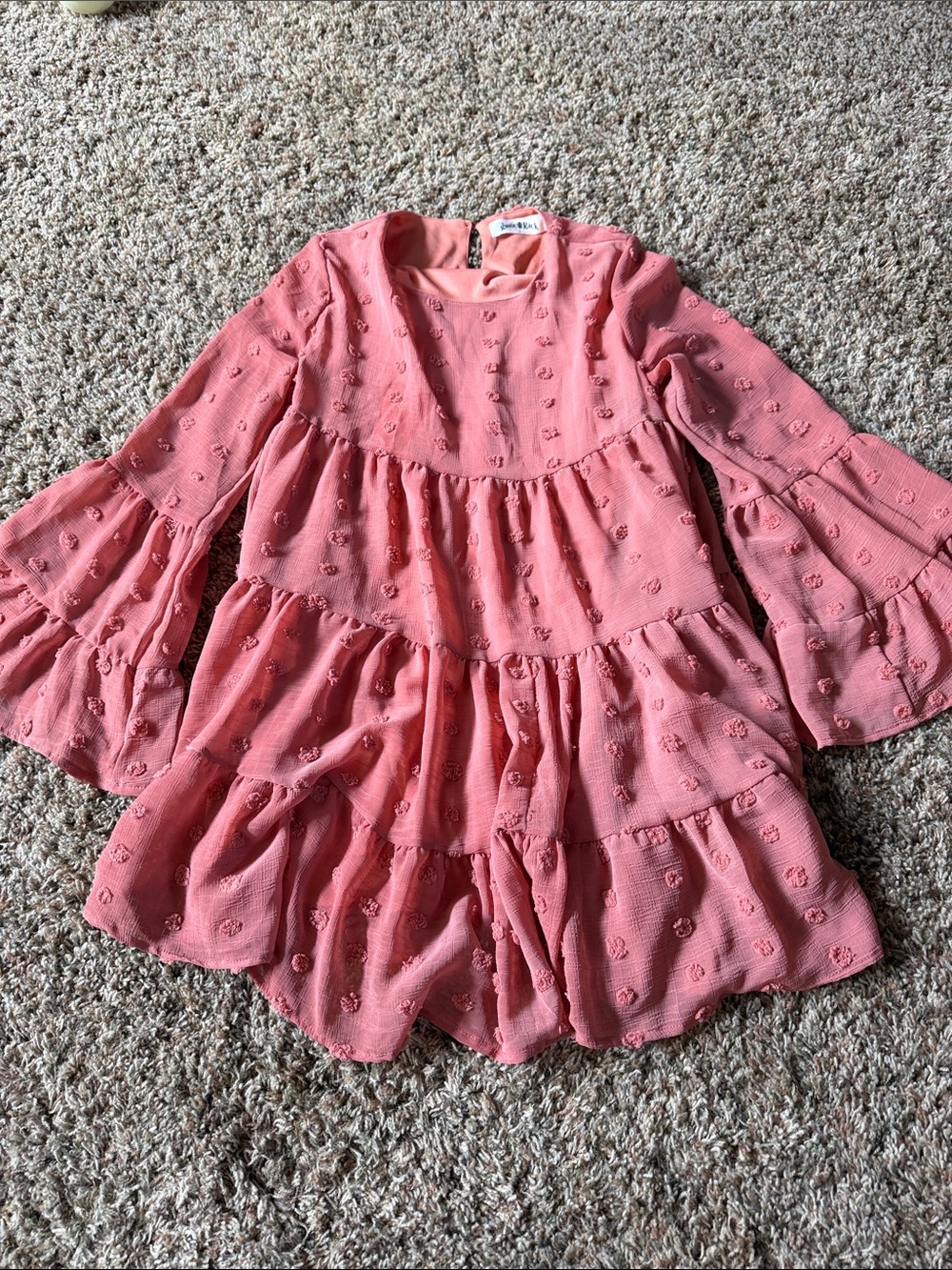 Women’s Long Sleeve Tiered Dress - rust color